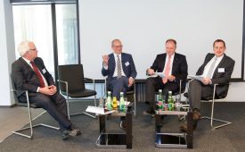 2. Österreichischer Kommunikationstag vlnr.: Georg Kathrein (BM Justiz), Julian Jäger (Flughafen Wien), Peter Köppl (ÖPAV-Präsident), Wolfgang Sablatnig (Tiroler Tageszeitung). ©Jana Madzigon