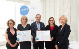 v.r.n.l.: Bettina Gneisz-Al-Ani (Juryvorsitzende), Daniela Kaser, Gernot Kohl, Gabriele Mörth (FH St. Pölten), Angelika Rälder (PRVA-Generalsekretärin), © Michael Gruber
